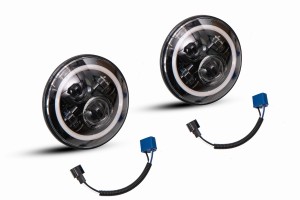 LAND ROVER DEFENDER 90/110 LAMPY PRZEDNIE LEDOWE 7'' HALO EYES