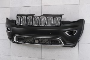 JEEP GRAND CHEROKEE IV WK2 2017-2021 PO DRUGIM FACELIFTINGU KOMPLETNY ZDERZAK PRZEDNI GÓRNY Z PDC BEZ SPRYSKIWACZY Z GRILLEM 68333498AA