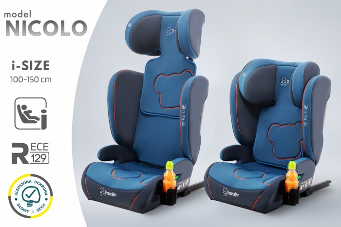 NICOLO FOTELIK SAMOCHODOWY PODSTAWKA 2w1 I SIZE 100-150 CM R129 ISOFIX