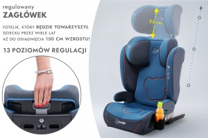 NICOLO FOTELIK SAMOCHODOWY PODSTAWKA 2w1 I SIZE 100-150 CM R129 ISOFIX