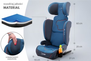 NICOLO FOTELIK SAMOCHODOWY PODSTAWKA 2w1 I SIZE 100-150 CM R129 ISOFIX