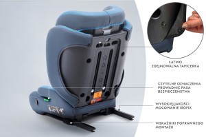NICOLO FOTELIK SAMOCHODOWY PODSTAWKA 2w1 I SIZE 100-150 CM R129 ISOFIX