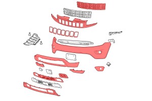 JEEP GRAND CHEROKEE IV WK2 2014-2017 PO FACELIFTINGU KOMPLETNY ZDERZAK PRZEDNI BEZ PDC Z GRILLEM 1WL27TZZAC