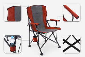 SKŁADANE KRZESŁO TURYSTYCZNE Z OPARCIEM SZARO-BORDOWE