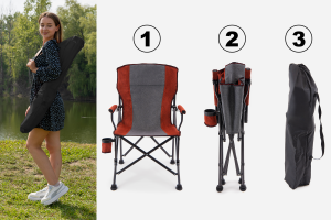 SKŁADANE KRZESŁO TURYSTYCZNE Z OPARCIEM SZARO-BORDOWE