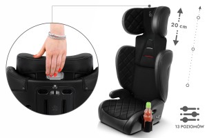 ROCCO FOTELIK SAMOCHODOWY EKOSKÓRA PODSTAWKA 2w1 I SIZE 100-150 CM R129