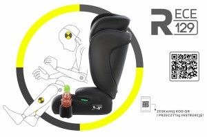 ROCCO FOTELIK SAMOCHODOWY EKOSKÓRA PODSTAWKA 2w1 I SIZE 100-150 CM R129