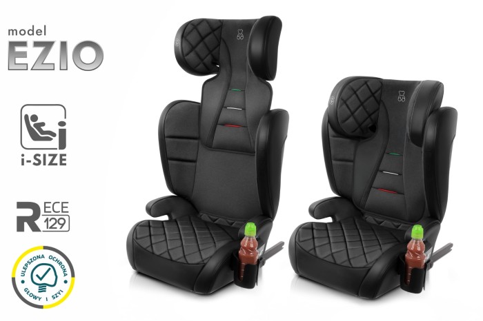 EZIO FOTELIK SAMOCHODOWY EKOSKÓRA PODSTAWKA 2w1 I SIZE 100-150 CM R129 ISOFIX