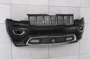 JEEP GRAND CHEROKEE IV WK2 2017-2021 PO DRUGIM FACELIFTINGU KOMPLETNY ZDERZAK PRZEDNI Z PDC BEZ SPRYSKIWACZY Z CHROMOWANYM GRILLEM 68333498AA