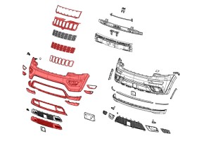 JEEP GRAND CHEROKEE IV WK2 2017-2021 PO DRUGIM FACELIFTINGU KOMPLETNY ZDERZAK PRZEDNI BEZ PDC BEZ SPRYSKIWACZY Z CHROMOWANYM GRILLEM 6EB83TZZAA
