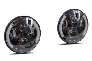 JEEP WRANGLER TJ 1997-2007 LAMPY LEDOWE PRZEDNIE 7'' MODEL CALIFORNIA 80W 6000 LUMENÓW