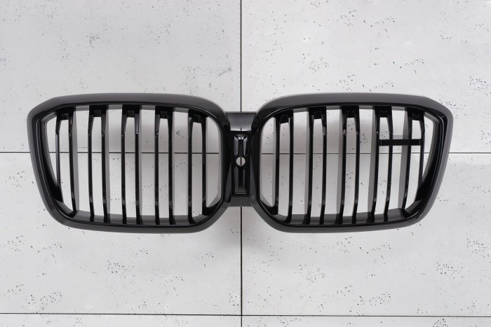 BMW X3 G01 2017+ TUNINGOWY GRILL PRZEDNI CZARNY WZÓR M PAKIET PODWÓJNE ŻEBERKA ATRAPA NERKI POD KAMERĘ
