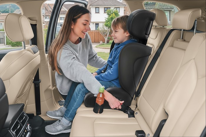 ROCCO FOTELIK SAMOCHODOWY EKOSKÓRA PODSTAWKA 2w1 I SIZE 100-150 CM R129 ISOFIX