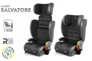 SALVATORE FOTELIK SAMOCHODOWY EKOSKÓRA PODSTAWKA 2w1 I SIZE 100-150 CM R129