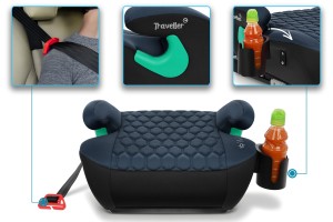 FOTELIK SAMOCHODOWY PODKŁADKA SIEDZISKO Z ISOFIX CZARNO-SZARY R129 125-150 CM