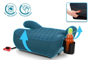 FOTELIK SAMOCHODOWY PODKŁADKA SIEDZISKO Z ISOFIX CZARNO-SZARY R129 125-150 CM