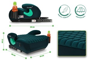 FOTELIK SAMOCHODOWY PODKŁADKA SIEDZISKO Z ISOFIX ZIELONY R129 125-150 CM