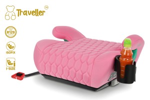 FOTELIK SAMOCHODOWY PODKŁADKA SIEDZISKO Z ISOFIX RÓŻOWY R129 125-150 CM