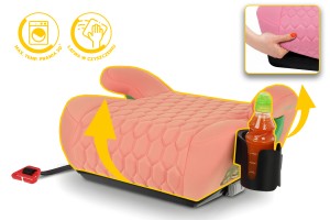 FOTELIK SAMOCHODOWY PODKŁADKA SIEDZISKO Z ISOFIX RÓŻOWY R129 125-150 CM