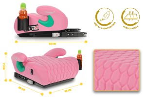 FOTELIK SAMOCHODOWY PODKŁADKA SIEDZISKO Z ISOFIX RÓŻOWY R129 125-150 CM
