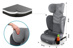 LUNA FOTELIK SAMOCHODOWY PODSTAWKA 2w1 I SIZE 100-150 CM R129 ISOFIX