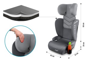 LUNA FOTELIK SAMOCHODOWY PODSTAWKA 2w1 I SIZE 100-150 CM R129