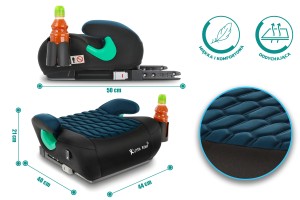 FOTELIK SAMOCHODOWY PODKŁADKA SIEDZISKO Z ISOFIX CZARNO-MORSKI R129 125-150 CM