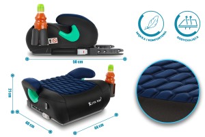 FOTELIK SAMOCHODOWY PODKŁADKA SIEDZISKO Z ISOFIX CZARNO-GRANATOWY R129 125-150 CM