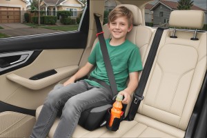 FOTELIK SAMOCHODOWY PODKŁADKA SIEDZISKO Z ISOFIX CZARNO-SZARY R129 125-150 CM