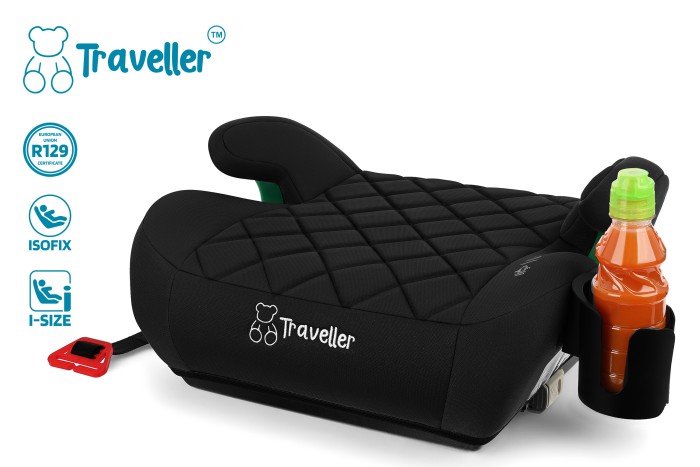 FOTELIK SAMOCHODOWY PODKŁADKA SIEDZISKO Z ISOFIX CZARNY PIKOWANY R129 125-150 CM