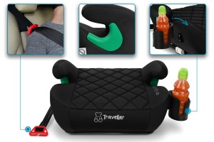 FOTELIK SAMOCHODOWY PODKŁADKA SIEDZISKO Z ISOFIX CZARNY PIKOWANY R129 125-150 CM