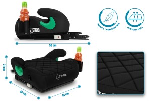 FOTELIK SAMOCHODOWY PODKŁADKA SIEDZISKO Z ISOFIX CZARNY PIKOWANY R129 125-150 CM