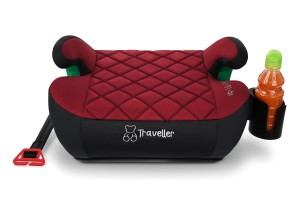 FOTELIK SAMOCHODOWY PODKŁADKA SIEDZISKO Z ISOFIX BORDOWO-CZARNY PIKOWANY R129 125-150 CM