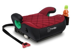 FOTELIK SAMOCHODOWY PODKŁADKA SIEDZISKO Z ISOFIX BORDOWO-CZARNY PIKOWANY R129 125-150 CM