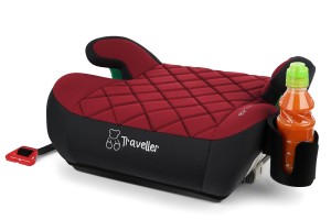 FOTELIK SAMOCHODOWY PODKŁADKA SIEDZISKO Z ISOFIX BORDOWO-CZARNY PIKOWANY R129 125-150 CM