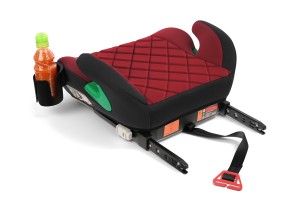 FOTELIK SAMOCHODOWY PODKŁADKA SIEDZISKO Z ISOFIX BORDOWO-CZARNY PIKOWANY R129 125-150 CM