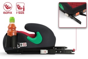 FOTELIK SAMOCHODOWY PODKŁADKA SIEDZISKO Z ISOFIX BORDOWO-CZARNY PIKOWANY R129 125-150 CM