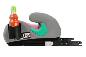 FOTELIK SAMOCHODOWY PODKŁADKA SIEDZISKO Z ISOFIX SZARO-RÓŻOWY R129 125-150 CM