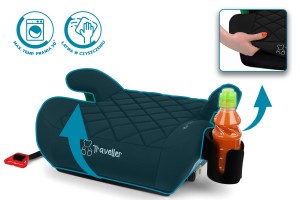 FOTELIK SAMOCHODOWY PODKŁADKA SIEDZISKO Z ISOFIX CZARNY PIKOWANY R129 125-150 CM