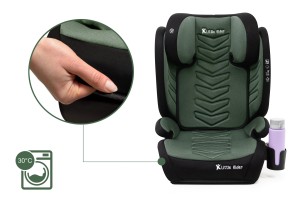 FOTELIK SAMOCHODOWY MODEL LEONARDO CZARNO-ZIELONY PIKOWANY R129 100-150 CM ISOFIX