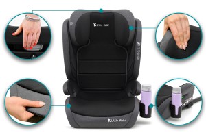FOTELIK SAMOCHODOWY MODEL HUGO CZARNO-SZARY R129 100-150 CM ISOFIX + GRATIS