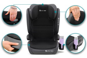 FOTELIK SAMOCHODOWY MODEL HUGO CZARNO-SZARY R129 100-150 CM