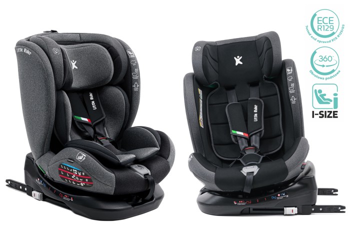 FOTELIK SAMOCHODOWY OBROTOWY ALEXANDER 360° CZARNO-SZARY 40-150 CM i-Size R129 + ISOFIX