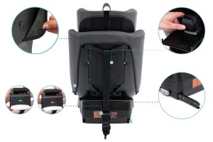 FOTELIK SAMOCHODOWY OBROTOWY ALEXANDER 360° CZARNO-SZARY 40-150 CM i-Size R129 + ISOFIX