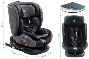 FOTELIK SAMOCHODOWY OBROTOWY ALEXANDER 360° CZARNO-SZARY 40-150 CM i-Size R129 + ISOFIX
