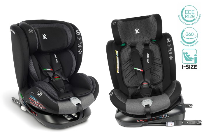 FOTELIK SAMOCHODOWY OBROTOWY ALEXANDER 360° SZARO-CZARNY 40-150 CM i-Size R129 + ISOFIX