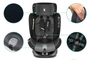 FOTELIK SAMOCHODOWY OBROTOWY ALEXANDER 360° SZARO-CZARNY 40-150 CM i-Size R129 + ISOFIX