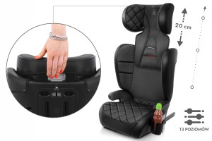 EZIO FOTELIK SAMOCHODOWY EKOSKÓRA PODSTAWKA 2w1 I SIZE 100-150 CM R129 ISOFIX