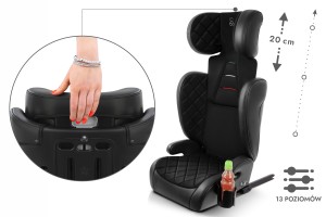 ROCCO FOTELIK SAMOCHODOWY EKOSKÓRA PODSTAWKA 2w1 I SIZE 100-150 CM R129 ISOFIX