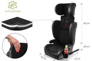 ROCCO FOTELIK SAMOCHODOWY EKOSKÓRA PODSTAWKA 2w1 I SIZE 100-150 CM R129 ISOFIX